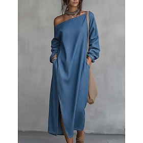 Per donna Abito Midi Abito a Tubino Vestito Estivo Abito Estivo Vacanza Casual Boho Quotidiano Ferie Data Vestibilità comoda Semplice Manica Lunga Sen