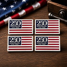 4 Pack U.S. 250th Anniversary Metal Flag Emblem,Patriotic USA Car Badge Decals, 1776–2026 American Independence Commemorative Metal Emblems, 3D Raised Design f