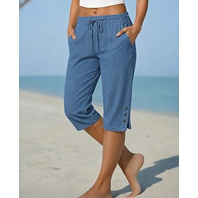 Per donna Jeans Pantaloni capri Chinos Shorts Vacanza Essenziale Casual Lunghezza al ginocchio Misura del girovita medio Semplice Tasca Elastico in vi