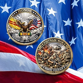 Vietnam War Veteran Challenge Coin, Military Commemorative Coin, Vietnam 1959-1975 Veteran Collectible Coin, Heroic Courage Patriotic Gift for Veterans