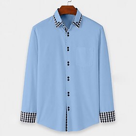 Men's Shirt Dress Shirt Button Down Shirt Non Iron Shirt Color Block Daily Business White Light Blue Black Red Long Sleeve Turndown All Seasons Clothing Appare