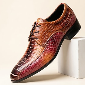 Men's Croc-Embossed Oxford Shoes – Luxury Lace-Up Dress Shoes, Classic Gentleman Footwear for Weddings, Business Events and Formal Occasions