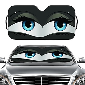 Funny Big Eyes Car Windshield Sun Shade, Cartoon Blue Eyes Auto Window Sunshade for UV Rays  Heat Protection, Universal Fit Foldable Sun Visor for Most Cars, S