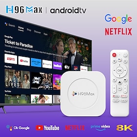 h96 max Android 14 TV box 8K Ultra HD lettore multimediale intelligente per streaming, telecomando vocale Google Assistant, supporto Netflix, YouTube,