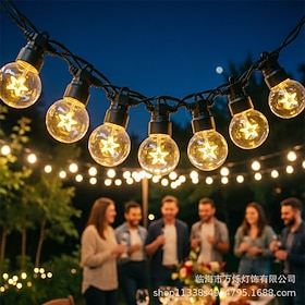 Outdoor String Lights, G40 Star Bulbs Shatterproof Patio Lights, Waterproof Hanging Outdoor Lights, LED Outside Lights for Backyard Yard Gazebo Porch Party