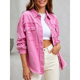 Per donna Camicia Blusa Tasca Bottoni Tinta unica Elegante Vacanza Vintage Manica Lunga Collo ripiegato Top Regolari Casuale Quotidiano All'aperto Ner