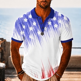 4 luglio 2026 250° Per uomo Bandiera Americana Polo Hawaiane Manica Corta Magliette polo Camicie con Colletto Casual Athleisure Abbigliamento quotidia