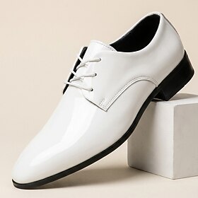 Men's Classic White Derby Dress Shoes – Elegant Minimalist Formal Shoes for Weddings, Summer Parties, Business Events  Smart Formal Wear