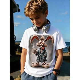 Ragazzi 3D Grafico Animale Coniglio Maglietta 3D Manica Corta Stampa 3D Estate Primavera Esagerato Designer Bambini 4-12 Anni Casuale Feste Vestibilit