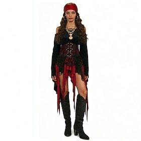 Dress Outfits Fancy Costume Pirate Captain Cosplay Adults' Women's Halloween Carnival Performance Easy Halloween Costumes Dress Up