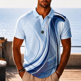 Per uomo Astratto Geometrico Polo Hawaiane Manica Corta Magliette polo Bavero Casual Resort Athleisure Stampa 3D Bottoni Tessuto retato traspirante Pr