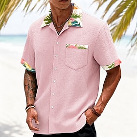 Per uomo Floreale Palma di Cocco Piante Tropicali Camicie hawaiane Camicia stropicciata Camicie tropicali Manica Corta Hawaiano Quotidiano Vacanza al 