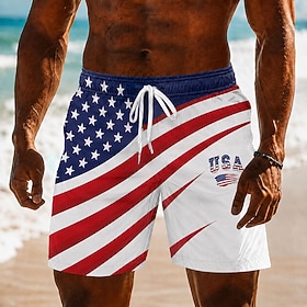 4 luglio 2026 250° Per uomo Bandiera Americana Costumi da bagno Costumi da bagno Pantaloncini da bagno Pantaloncini da Surf Misura del girovita medio 