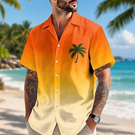Men's Coconut Palm Tropical Plants Shirt Hawaiian Shirt Camp Collar Shirt Short Sleeve Hawaiian Daily Holiday Beach Vacation Wear Summer Spring Cuban Collar 3D