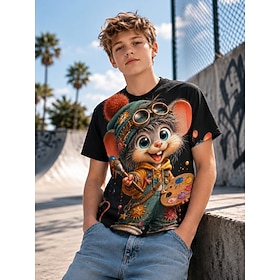 Ragazzi 3D Grafico Animale Maglietta 3D Manica Corta Stampa 3D Estate Primavera Esagerato Designer Bambini 4-12 Anni Casuale Feste Vestibilità regolar