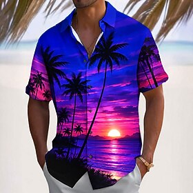 Men's Coconut Tree Tropical Plants Shirt Hawaiian Shirt Tropical Shirts Short Sleeve Hawaiian Daily Beach Vacation Wear Summer Spring Turndown 3D Print Front O