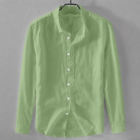 Men Shirt Linen Shirt Summer Shirt Button Up Shirt Plain Casual Daily White Black Pink Sky Blue Long Sleeve Turndown Spring Summer Summer Clothing Apparel