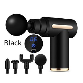 Mini Massage Gun, Portable Deep Tissue Percussion Muscle Massager with LCD Display, 6 Adjustable Speeds 4 Heads, Handheld Electric Back Neck Shoulder Massager