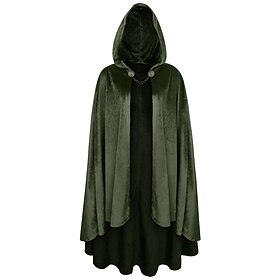 Retrò Vintage Medievale Rinascimento Mantello Strega Vampiro Elfo Costumi da mago Costume Per uomo Fantasia Halloween Carnevale Mascherata Fiera Rinas