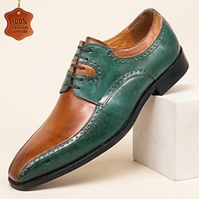 Per uomo Moda Matrimonio Pelle Pelle Pieno Fiore Italiana Confortevole Antiscivolo Allacciatura Verde scuro Primavera Autunno Tutte le stagioni