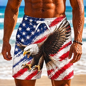 4 luglio 2026 250° Per uomo Bandiera Americana Costumi da bagno Costumi da bagno Pantaloncini da bagno Pantaloncini da Surf Misura del girovita medio 