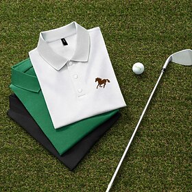 Men's Horse 100% Cotton Embroidered Polo Shirts Short Sleeve Polo Shirts Collared Shirts Business Casual Business Athleisure Daily Wear Embroidered Buttons Moi