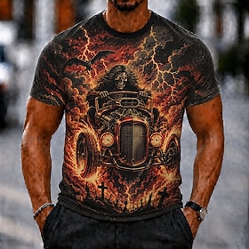 Men's Skull Bone T Shirt Short Sleeve T shirt 3D Print Crew Neck Shirt Gothic Street Dark Party Black 4 Black 1 Black 3 All Seasons Clothing Apparel S M L XL X