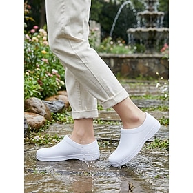 Women's White Waterproof Non Slip Garden Shoes - Water Shoes for Kitchen, Garden, Rainy Days Everyday Wear