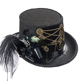 Halloween Vampiros Atuendo real Sombreros Sombrero de copa Gótico Medieval Steampunk Adulto Unisexo Víspera de Todos los Santos Carnaval Fiesta Rendimiento Dis