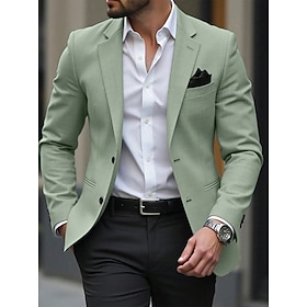 Men Lightweight Jacket Blazer Casual Streetwear Formal Elegant Vintage Retro Summer Spring Twill TR Solid Color Fashion Single Breasted Two-button Blazer Light
