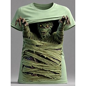 Halloween Women's T Shirt Print Graphic Skull Halloween Vintage Stylish Casual Short Sleeve Crew Neck Regular Tops Casual Daily Weekend Blue Light Green Purple