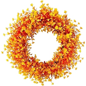 Welcome Wreath for Front Door, Artificial Autumn Eucalyptus and Camellia Floral Wreath, Farmhouse Rustic Door Decor for Porch, Entryway, Wall Hanging, Year Rou