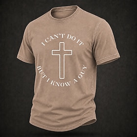 I Can't Do It But I Know A Guy Christian Cross Heavyweight Washed Graphic Tee - 100% Cotton DTG T-Shirt for Men Faith Church Everyday Wear