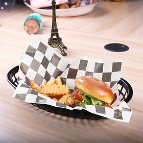 12er-Packung Kunststoff-Fast-Food-Körbe, ovale Serviertabletts (23,5 x 15,2 cm) für Burger, Pommes frites, Sandwiches, Brathähnchen, Brot und Obst