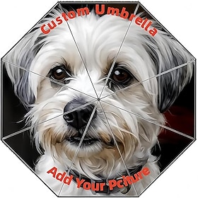 Custom Pet Photo Umbrella, Personalized Travel Folding Sun Umbrella with Your Own Picture, Automatic Open Windproof Waterproof UV Protection Travel Umbrella fo