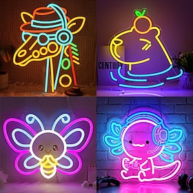 Animal LED Neon Sign for Wall Decor, USB Powered Dimmable Neon Light for Bedroom, Living Room, Dining Room, Bar, Zoo, Pet Shop, Man Cave, Game Room, Gaming Set