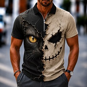 Halloween Men's Graphic Polo Shirts Zip Polo Short Sleeve Turndown Casual / Sporty Casual Daily Sports Outdoor 3D Print Summer Spring 1# 2# 3#