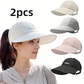 2-Pack UPF Sun Protection Baseball Hat for Men and Women - Lightweight, Adjustable Velcro Closure, Wide Brim Outdoor Sports Hat, All-Season Elastic Design (Whi
