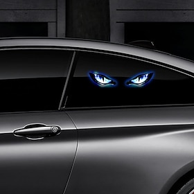 Solar Dynamic Demon Eyes LED Car Warning Light, Auto Suction Cup Animated Eye Strobe Lamp, Waterproof Universal Truck Vehicle Window Safety Decor Light