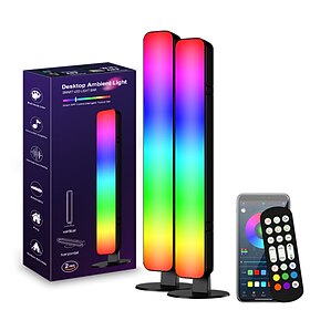 1/2 Pcs RGB Gaming Lights Smart LED Light Bars with Music Sync, Voice Control, Bluetooth WiFi App Control, Wireless Gaming Room Ambient Lights for PC Desk, Bed