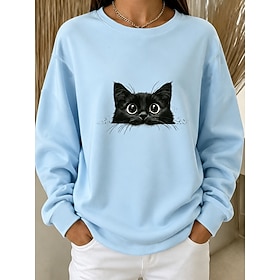 Women's Sweatshirts Print Graphic Animal Active Vintage Fashion Long Sleeve Crew Neck Regular Tops Casual Home Blue Red Green Spring Fall Winter