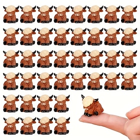 30 mini-beeldjes van Schotse hooglandrunderen, dierensculpturen van hars, perfect voor knutselprojecten en tuindecoratie, ideaal voor binnen- en buitengebruik,