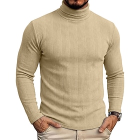 Men's T Shirt Tee Tee Top Long Sleeve Shirt Long Sleeve Turtleneck Spring Fall Autumn Solid Color Textured Fashion Streetwear Stylish Classic Casual Outdoor Va