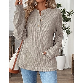 Women's Vintage Casual Shirt Texture Patchwork Pocket Solid Color Long Sleeve Casual Black Light Green Light Purple khaki Grey Fall Winter