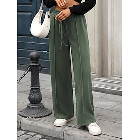 Women's Casual Pants Jogging Pants Elegant Vacation Fashion Full Length High Waist Light Blue Black Military Green Coffee Fall Winter