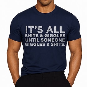 Men's Novelty Humor T Shirt Sarcastic Gag Quote Letter Print Short Sleeve Crew Neck Apparel in Spring Summer for Casual Street Wear