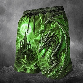 Halloween Men's Animal Dragon Swim Trunks Bathing Suits Swim Shorts Board Shorts Mid Waist Dark Daily Outdoor Side Pockets Mesh Lining Elastic Drawstring Waist