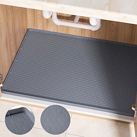 Waterproof Silicone Sink Cabinet Mat, Flexible Under Sink Drip Tray with Raised Edge, Kitchen and Bathroom Cabinet Protector for Leak Prevention, Storage Organ