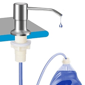 Dish Soap Dispenser for Kitchen Sink (Brushed Nickel), Countertop Sink Soap Dispenser Water Pump with 39 No-Spill Extension Tube Kit Design for Kitchen Bathroo