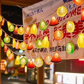LED Fruit String Lights Lemon Banana Watermelon Fairy Tale Theme 3m 20LEDs Battery Powered Perfect for Summer Party Christmas Wedding Birthday Home Bedroom Win